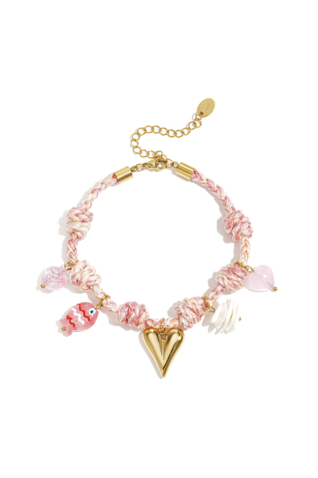 Bracelets à breloques en corde, collection « Cœur Doux et Romantique au Quotidien », bijoux pour femmes