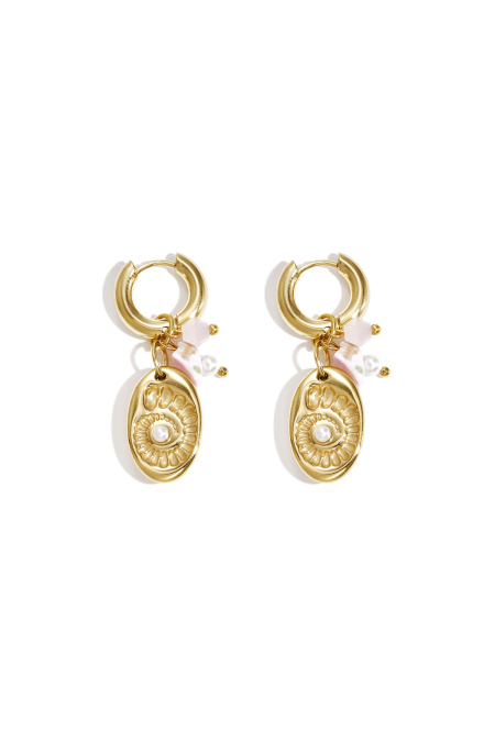 Boucles d'oreilles avec perles et breloque coquillage