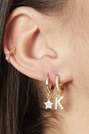Boucles D'oreilles Lettre E Noir Cuivré h5 Image5
