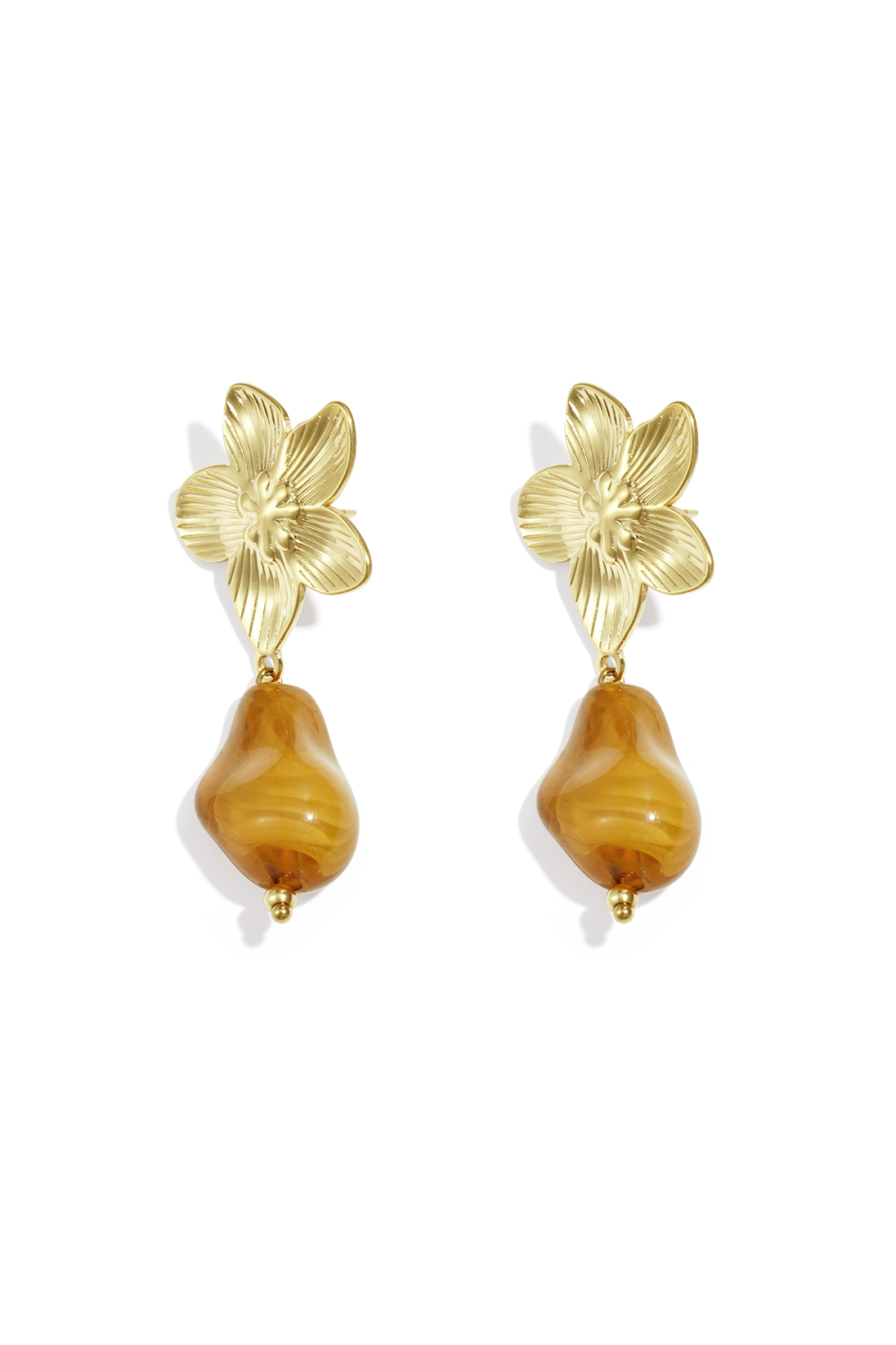 Boucles D'Oreilles Fleuries Avec Perles Organiques h5Image5