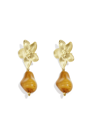 Boucles D'Oreilles Fleuries Avec Perles Organiques h5 Image5