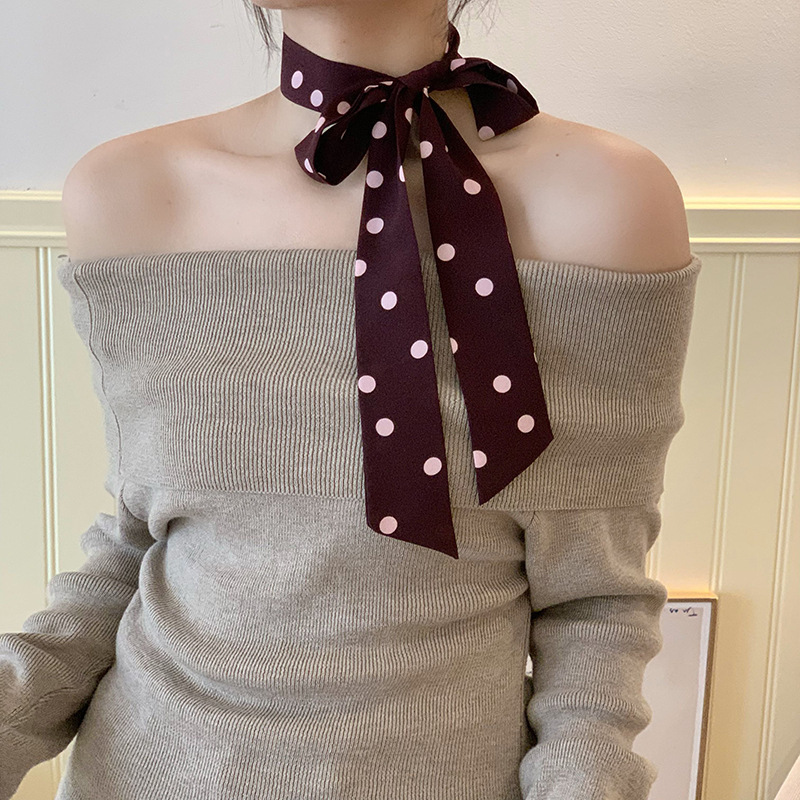 Bandana Vintage En Polyester À Pois Pour Femme, 1 Pièce h5Image3