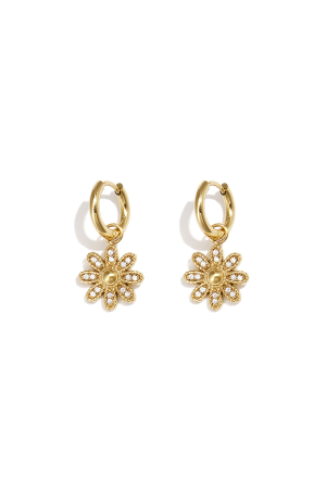 Boucles D'Oreilles Avec Fleur Pendante Décorée h5 