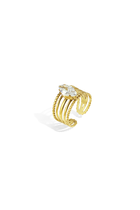 Bagues en acier inoxydable avec pierres précieuses, lignes décontractées, simples et quotidiennes, bijoux pour femmes