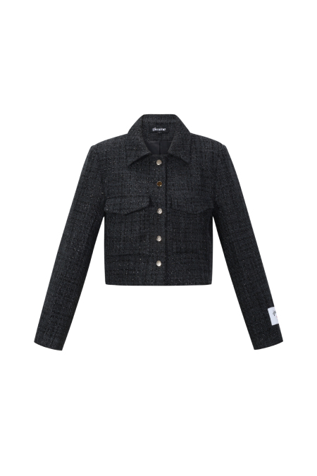 Tissu en Fibre de Polyester Femme Veste Élégante à Carreaux Statement 2