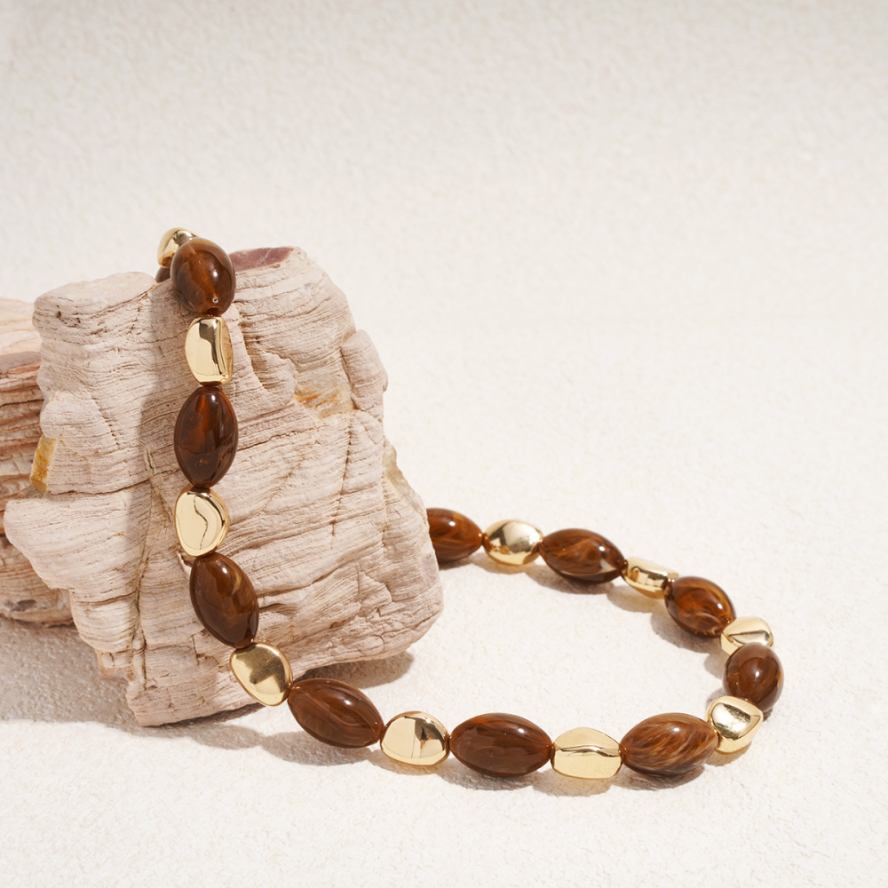 Collier De Perles En Résine De Forme Irrégulière Rétro 1 Pièce h5Image4