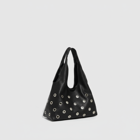 Sac fourre-tout femme de luxe léger, uni, à rivets et grande capacité (1 pièce) 2