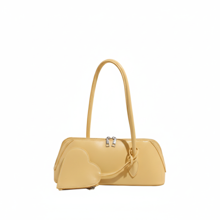 Sac À Bandoulière Simple Et Élégant En Pu Pour Femme, Couleur Unie, Motif Cœur