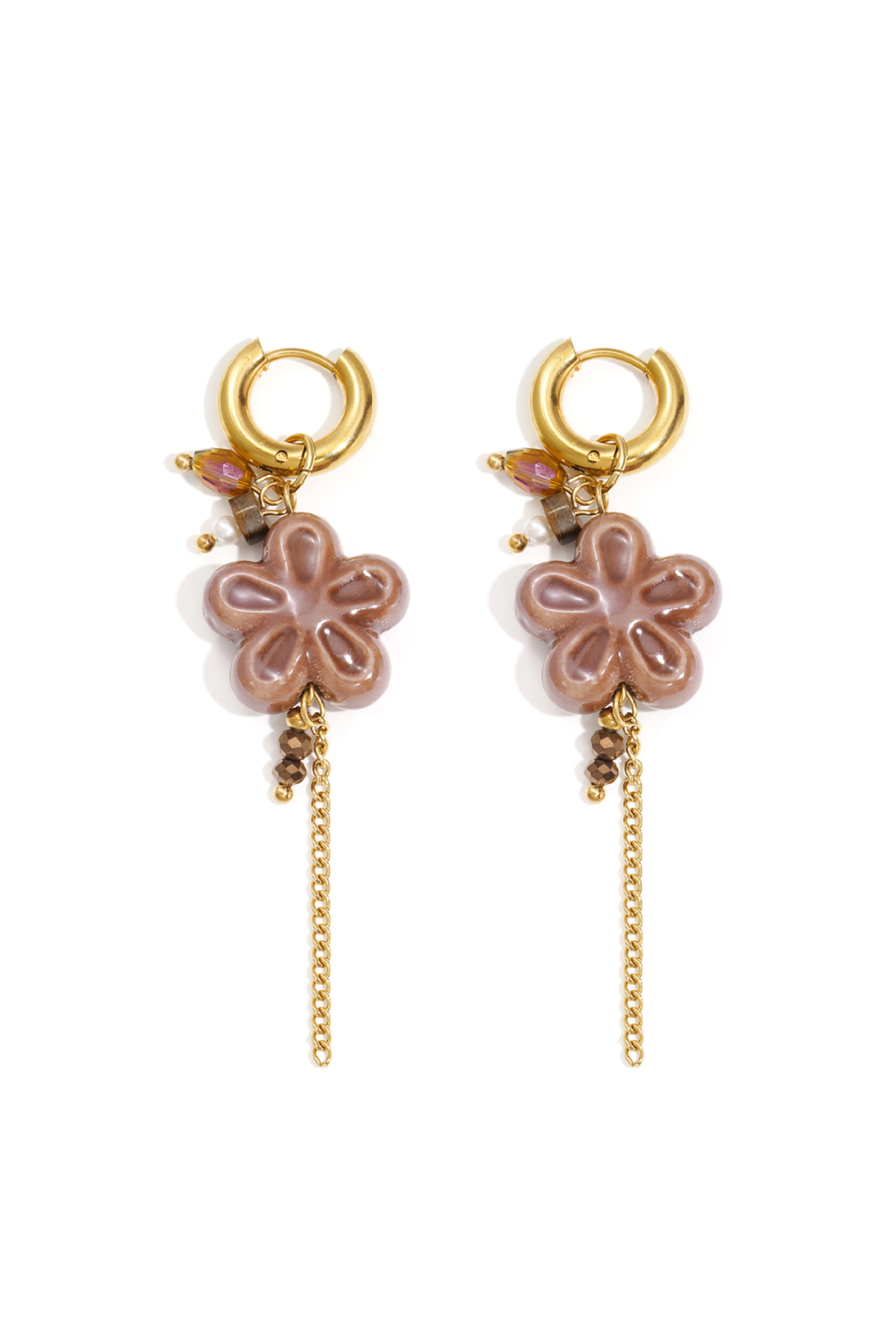 Boucles D'Oreilles Pendantes En Acier Inoxydable, Style Décontracté Et Simple, Série Fleur, Bijoux Pour Femmes Image4