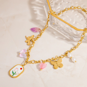 Colliers Avec Pendentif En Acier Inoxydable Doré, Couleur Or, Représentant De Jolis Fruits h5 Image6