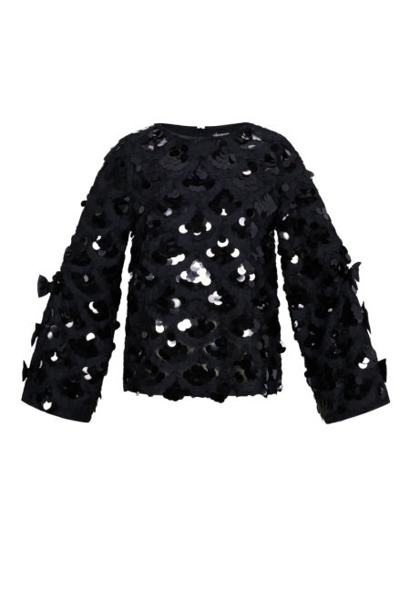 Tissu Polyester Fibre Femmes Hauts À Manches Longues Élégant Paillettes Déclaration 2
