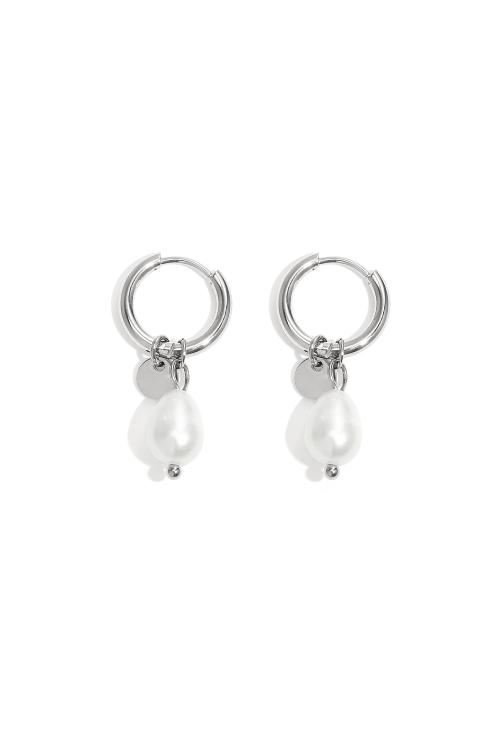 Boucles D'oreilles Pearl Drops Argenté Acier Inoxydable 