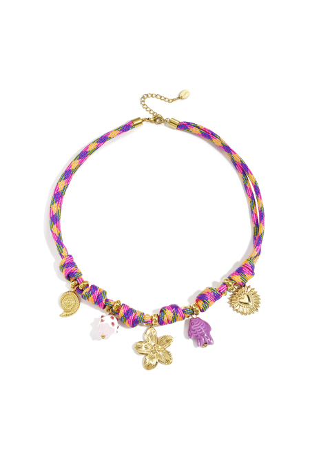 Colliers pendentifs en corde, bijoux de plage/vacances fleuris pour femmes