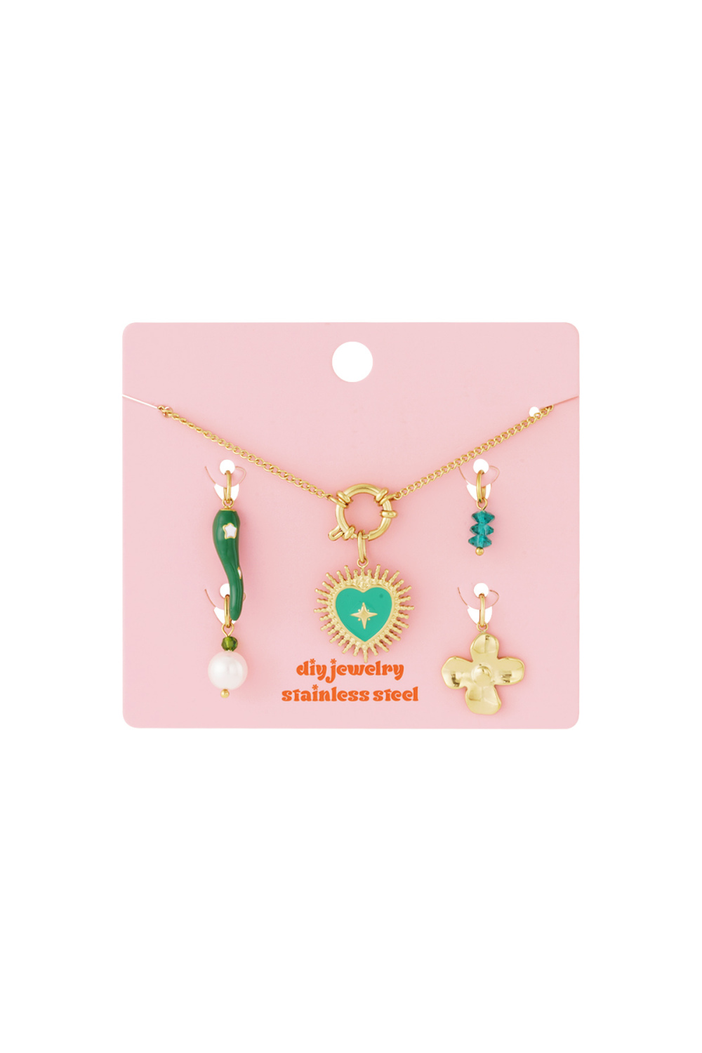 Collier Diy En Forme De Cœur Vert h5Image4