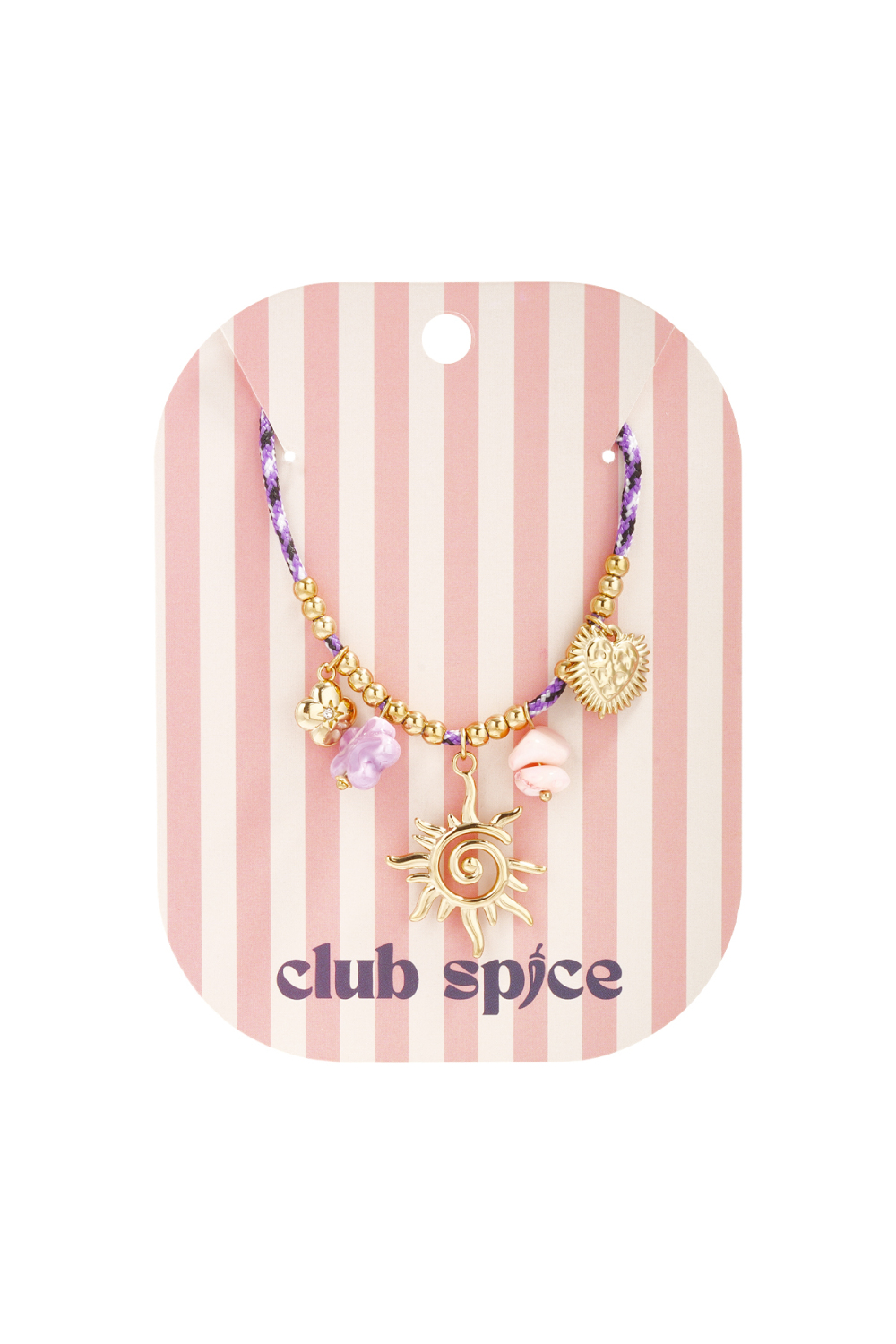 Collier En Cordon Coloré Avec Pendentifs De Différentes Couleurs Violettes h5Image4