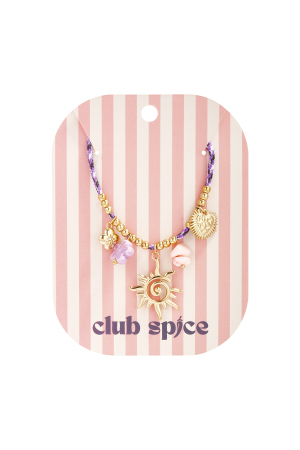 Collier En Cordon Coloré Avec Pendentifs De Différentes Couleurs Violettes h5 Image4