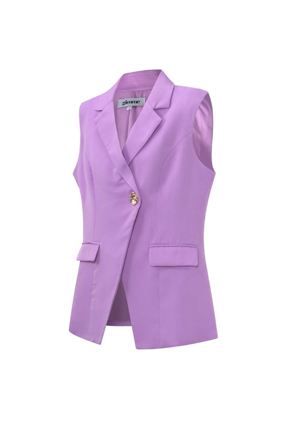 Blazer Sans Manches Pour Femme En Polyester Tissé Casual Design Asymétrique h5Image2