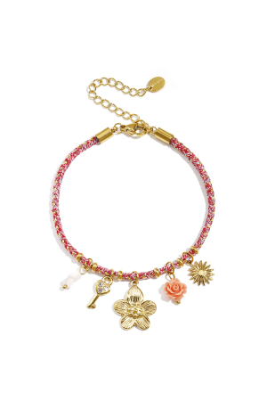 Bracelet En Cordon Coloré Avec Des Pendentifs Orange De Différentes Couleurs h5 