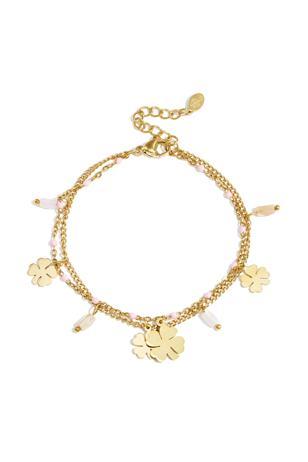 Bracelet Avec Breloques Trèfle Et Perles 
