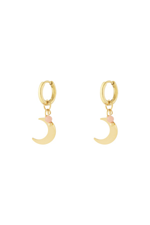 Boucles D'Oreilles Avec Breloque Lune Et Perle Colorée h5 