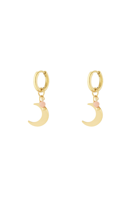 Boucles d'oreilles avec breloque lune et perle colorée