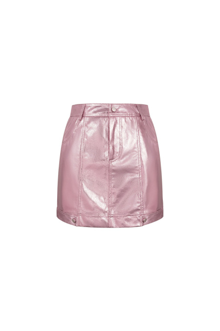 Jupe Mini en PU Sexy Couleur Unie Printemps/Été 2