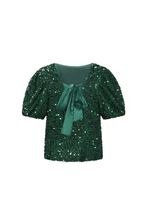 Tissu Polyester Fibre Femmes Tops Manches Courtes Élégant Paillettes h5 Image3