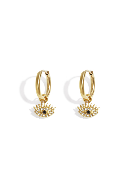 Boucles d'oreilles pendantes en acier inoxydable, œil de diable, collection décontractée et simple pour femmes