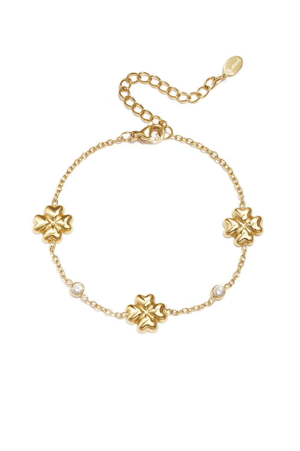 Bracelet Trèfle Avec Pierres Alternées