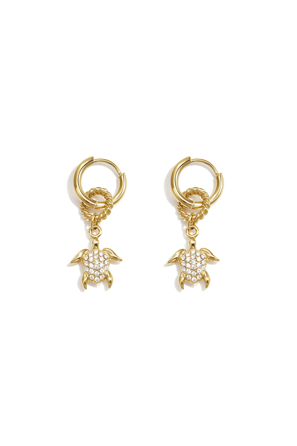 Boucles D'Oreilles Avec Une Tortue Pendante