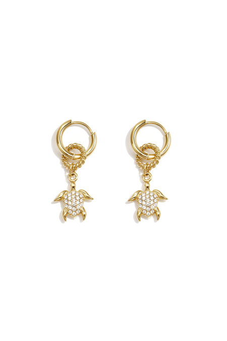 Boucles d'oreilles avec une tortue pendante