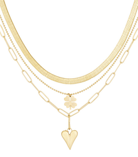 collier trois rangs trèfle et coeur