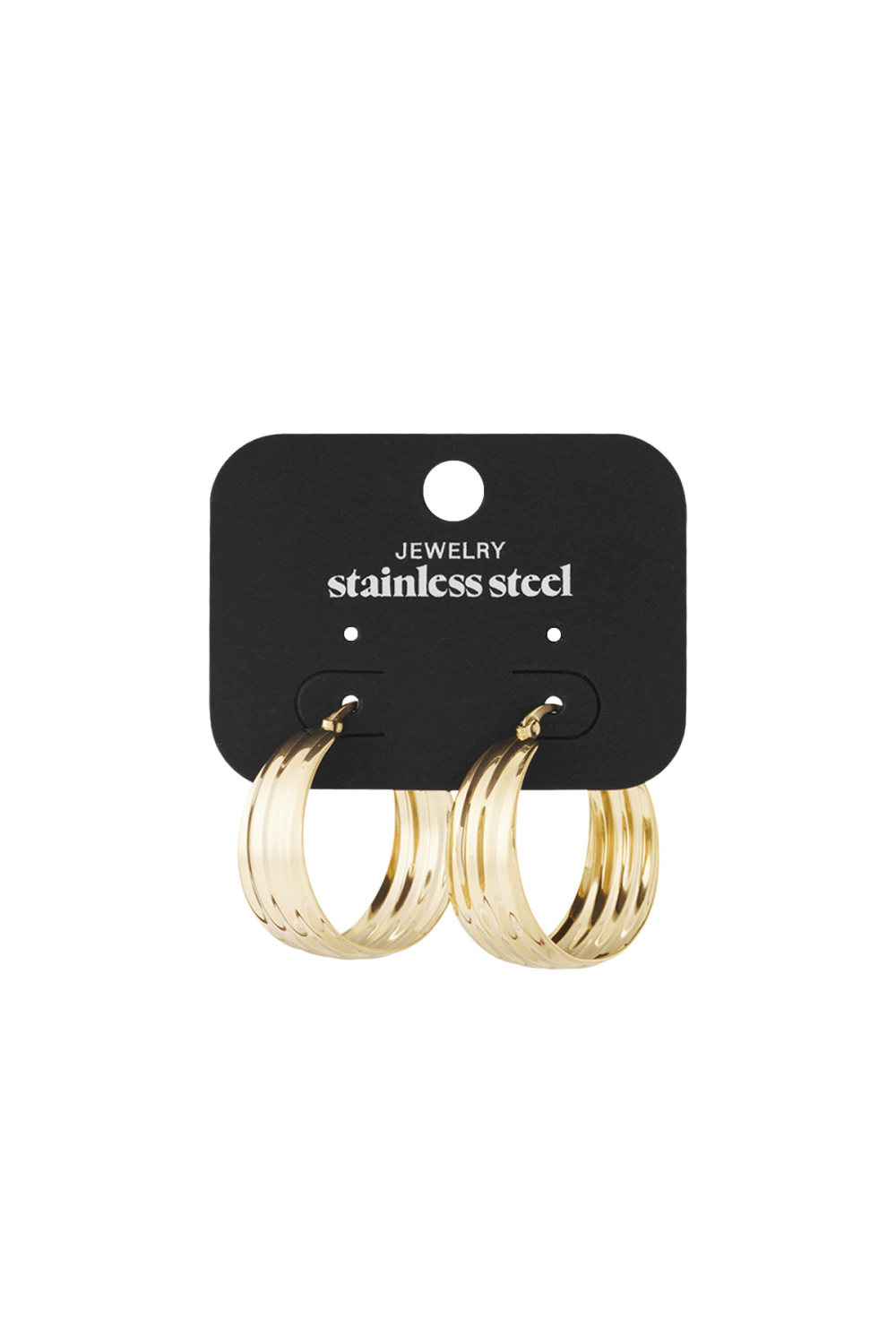 Boucles D'oreilles Rondes Avec Structure - Doré h5Image5