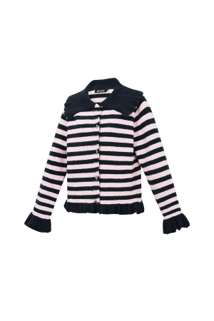 Cardigan Femme En Fibre De Polyester Tricotée Style Décontracté À Rayures h5 Image2