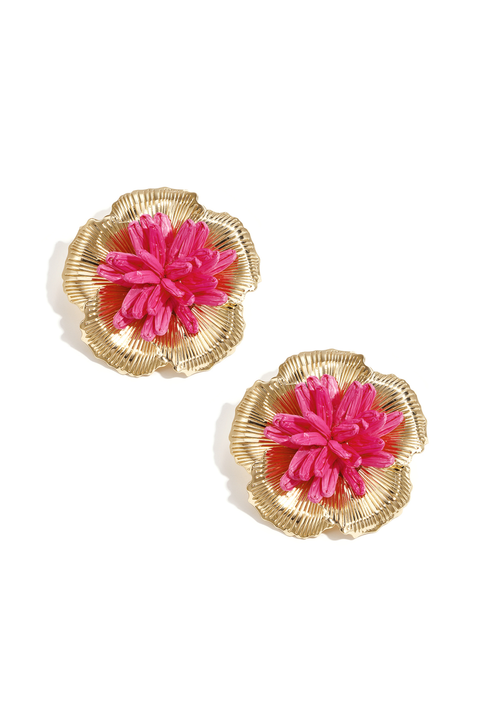 Boucles D'Oreilles Avec Fleur En Raphia 3D