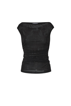 Tissu Polyester Fibre Haut Sans Manches Femme Sexy Transparent Couleur Unie h5