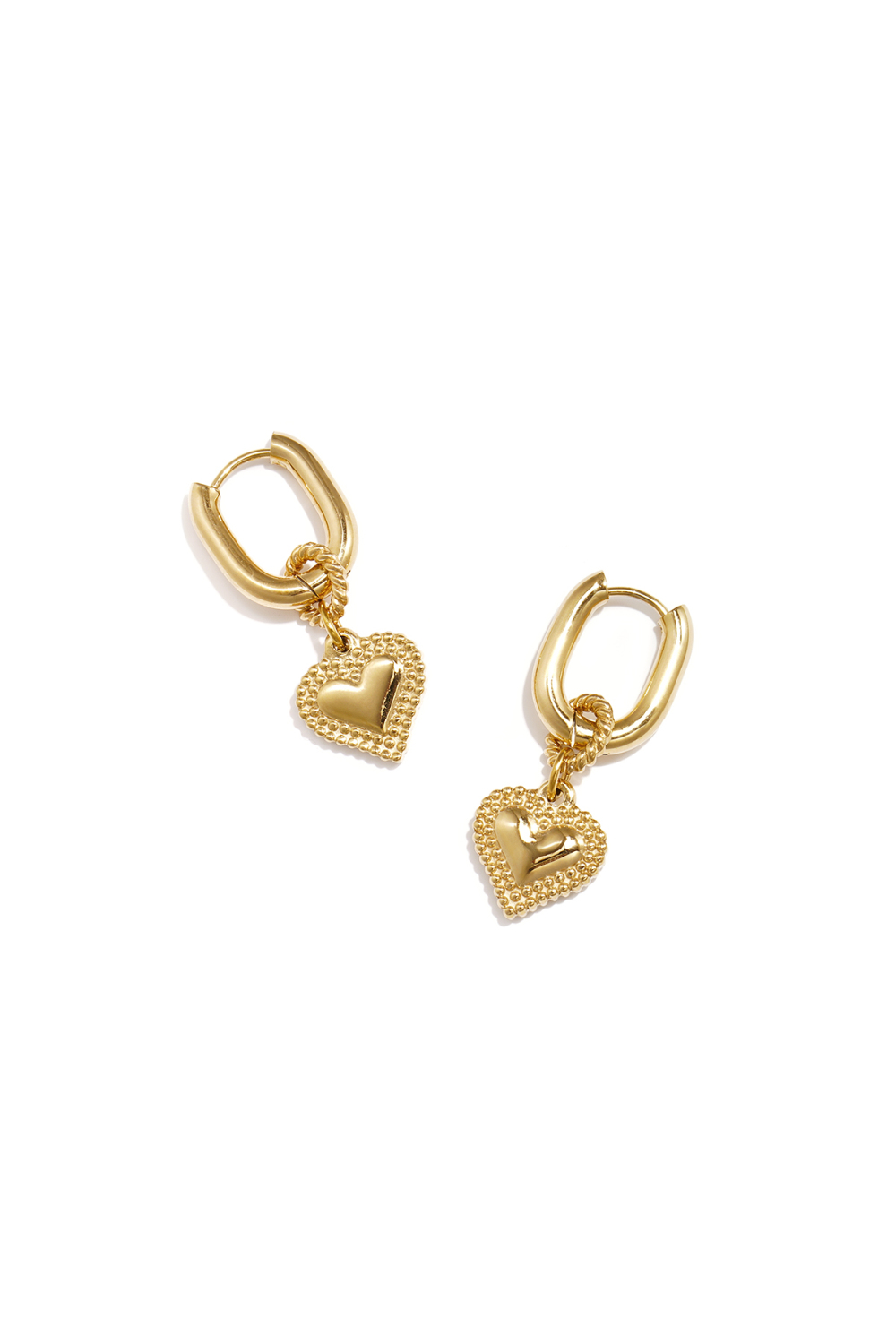 Boucles D'Oreilles Pendantes En Acier Inoxydable En Forme De Cœur, Collection Décontractée Et Simple Pour Femmes