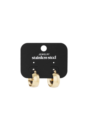 Boucles D'oreilles Rondes Avec Petite Structure - Doré h5 Image5
