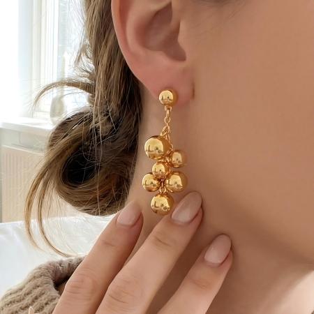 Boucles d'oreilles pendantes pour femmes, en acier inoxydable doré et perles classiques
