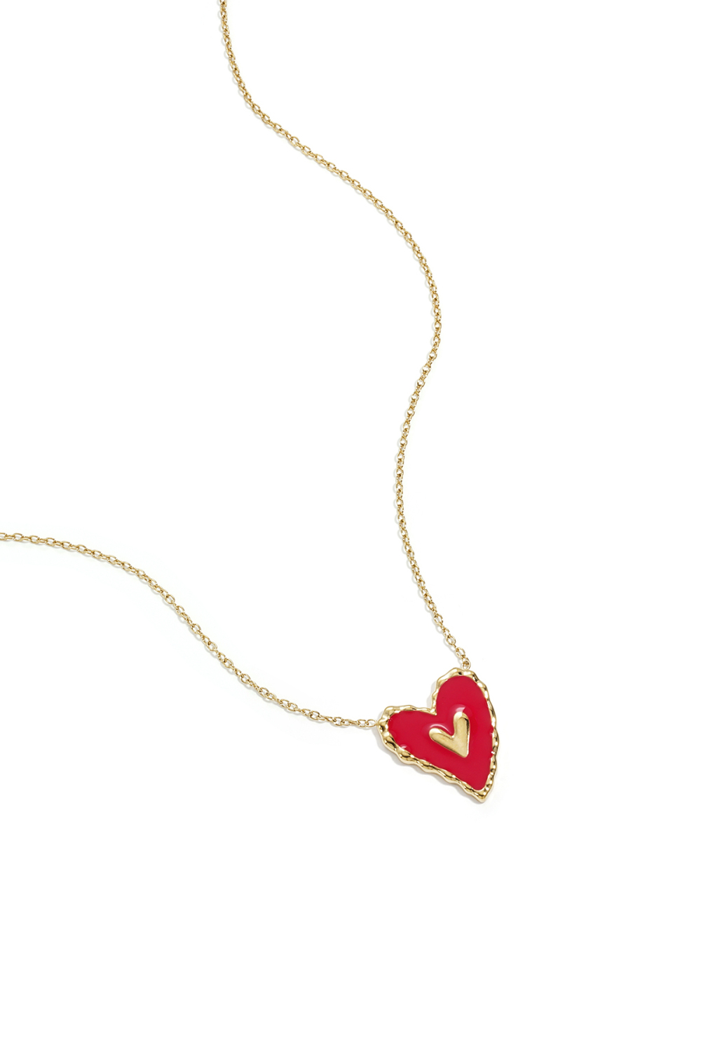 Collier Avec Cœur Rouge Suspendu