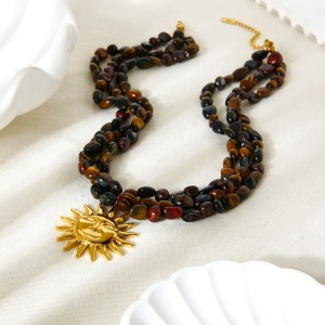Collier De Perles En Forme De Soleil Couleur Or Avec Pierres Naturelles, 1 Pièce h5 Image2