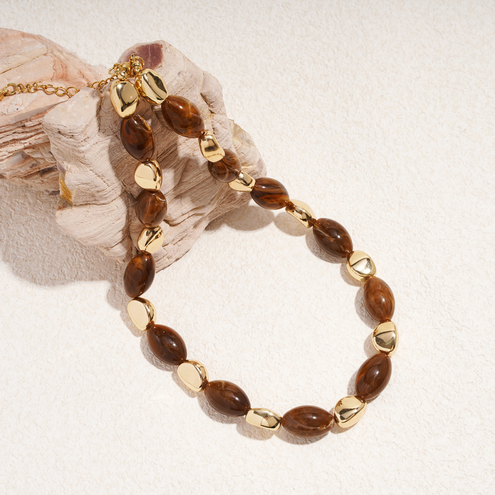 Collier De Perles En Résine De Forme Irrégulière Rétro 1 Pièce h5Image5