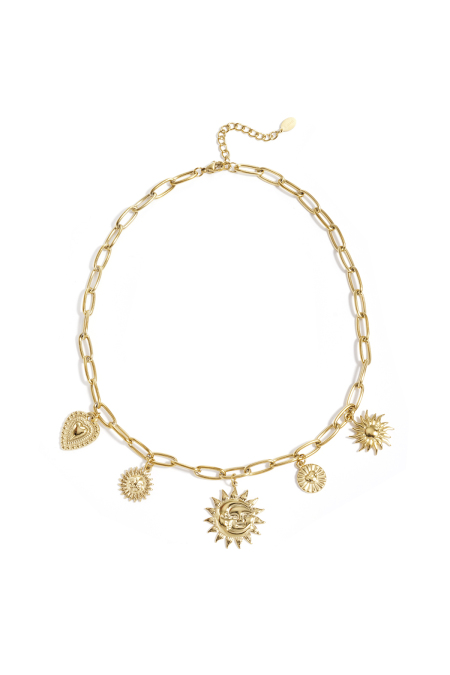Collier avec breloques soleil et cœur