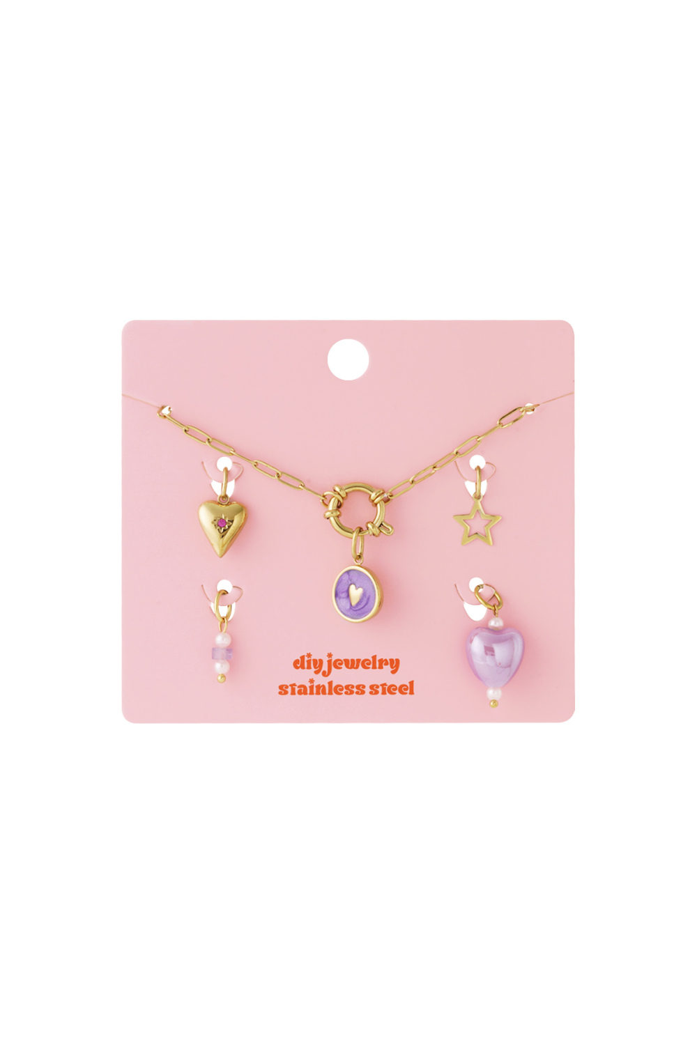Collier Diy En Forme De Cœur Violet Image3