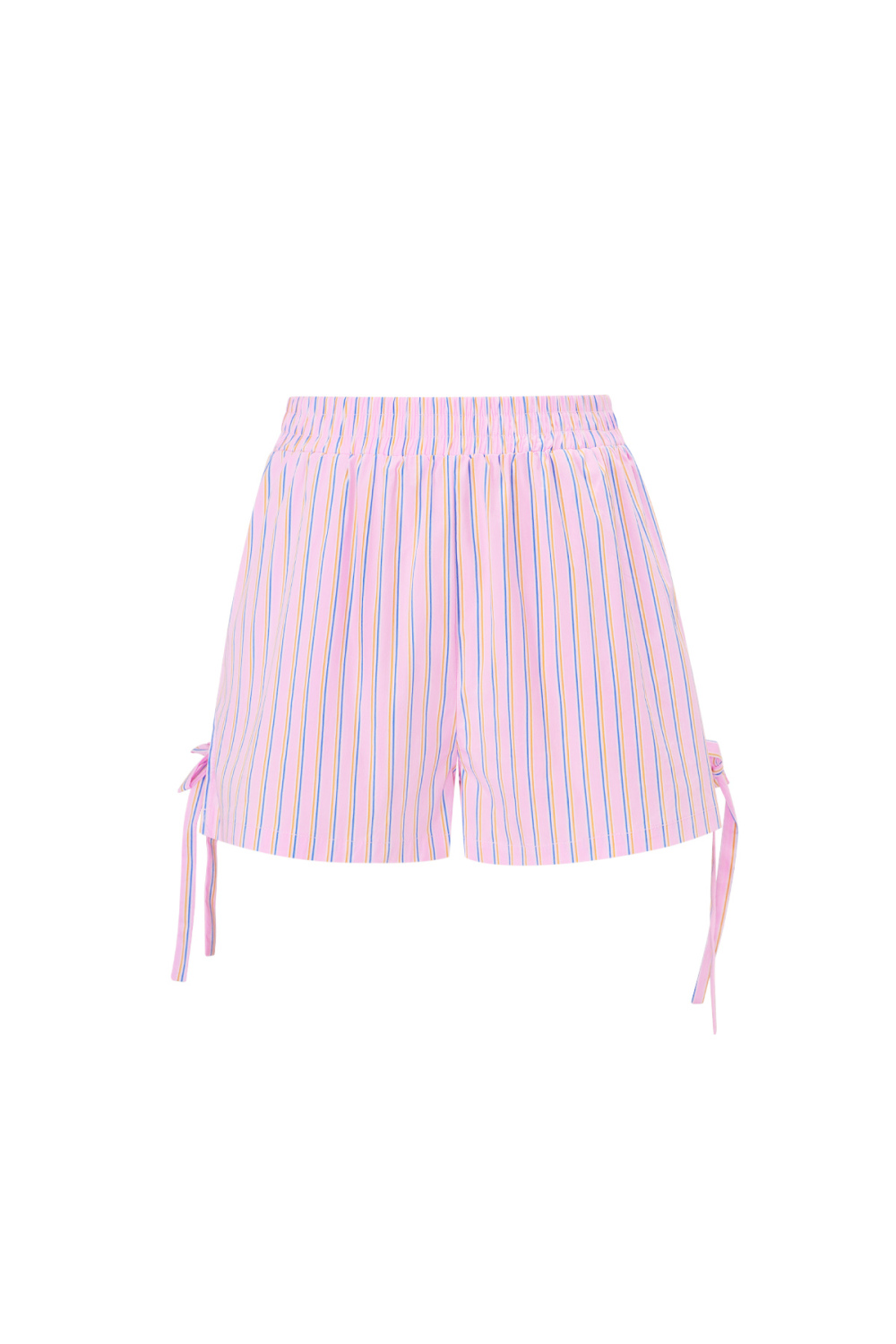 Cotton Woven Shorts Femme Casual Stripes Tie-Up Image3