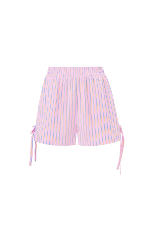 Cotton Woven Shorts Femme Casual Stripes Tie-Up h5 Image3