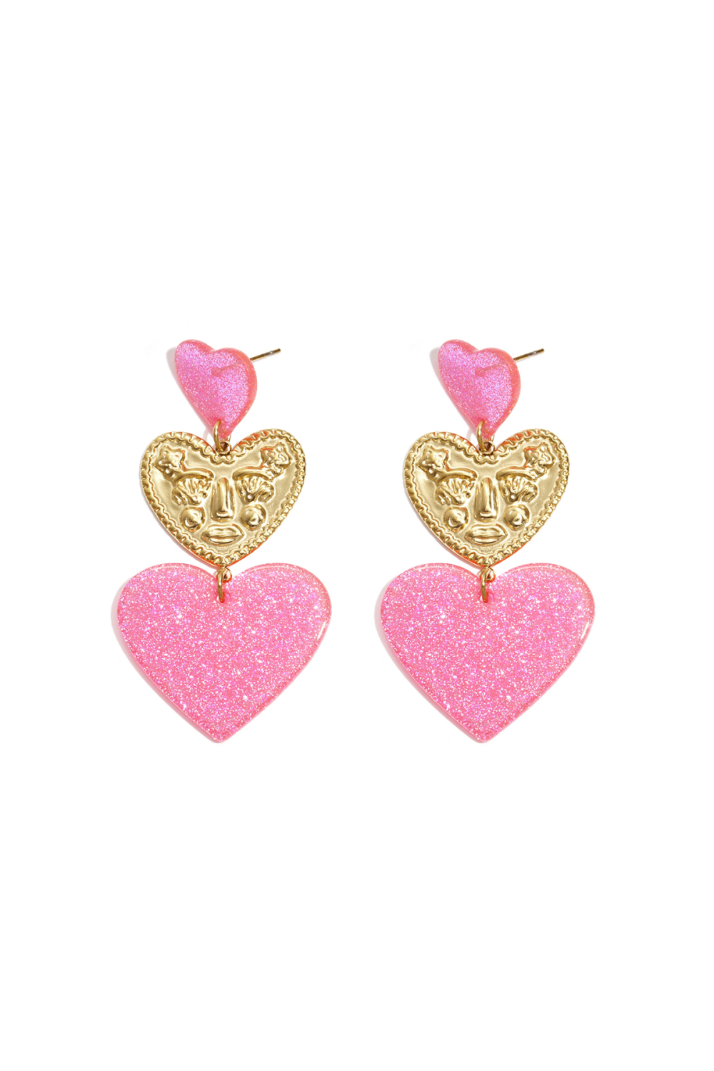 Boucles D'Oreilles Pendantes Ornées De Cœurs Pailletés 