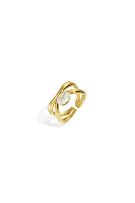 Bagues en acier inoxydable avec pierres précieuses, lignes Simple Daily Simple Series, bijoux pour femmes