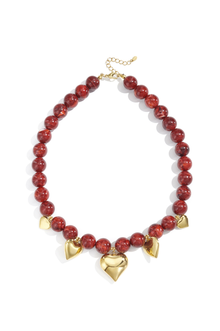 Colliers de perles en acrylique, style cœur, style décontracté, style ethnique, bijoux pour femmes