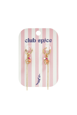 Boucles D'Oreilles Avec Perles, Chaîne Et Pendentif Fleur h5 Image2